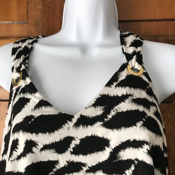 Rafaella Black and White Diamond Mid-Length Tank Dress Petite Small - Picture 4 of 12